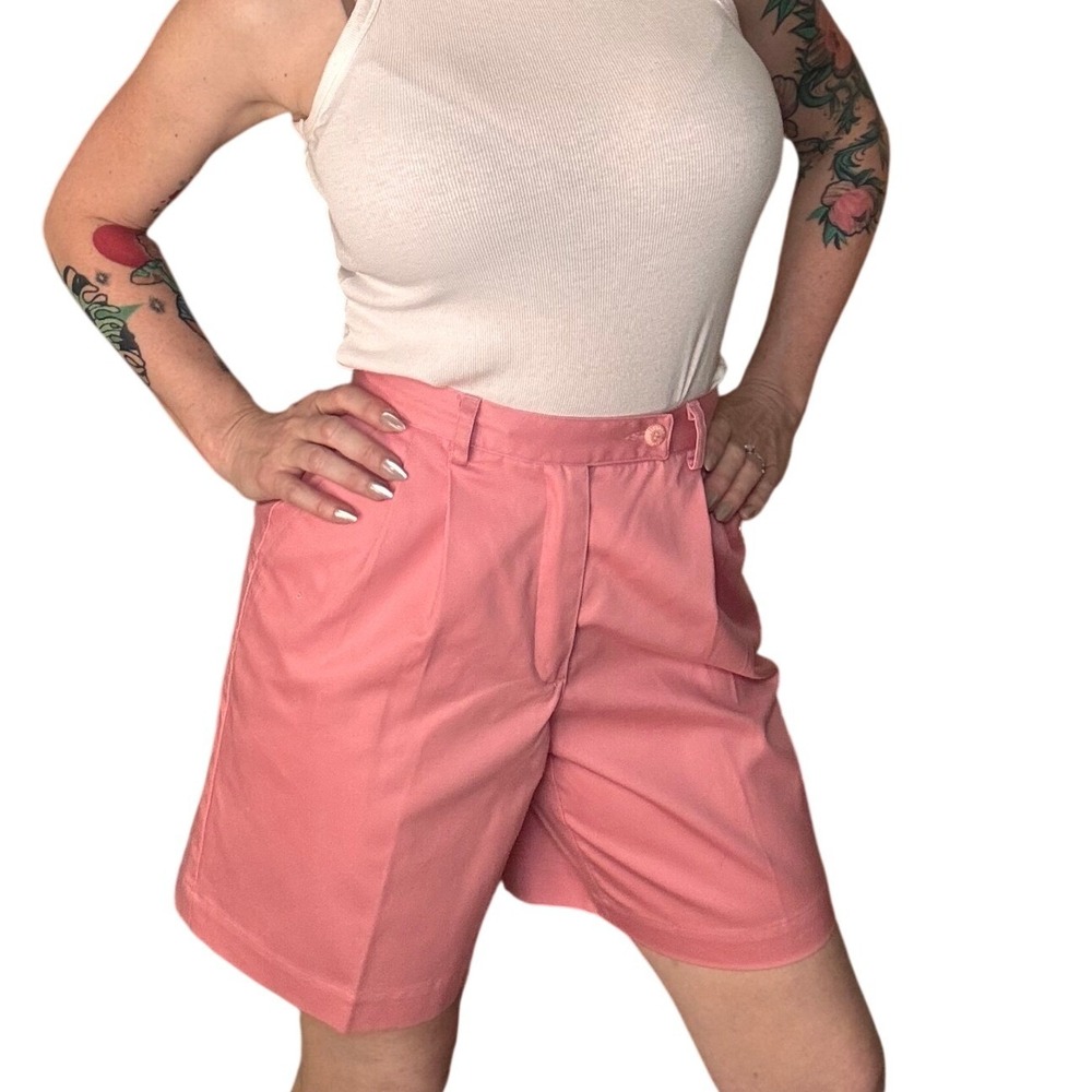 Vintage Liz Sport High Waisted Pleated Bermuda Shorts Womens Cotton 90s Shorts